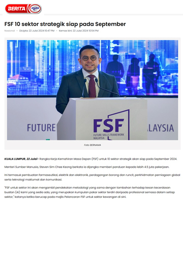 FSF 10 sektor strategik siap pada September