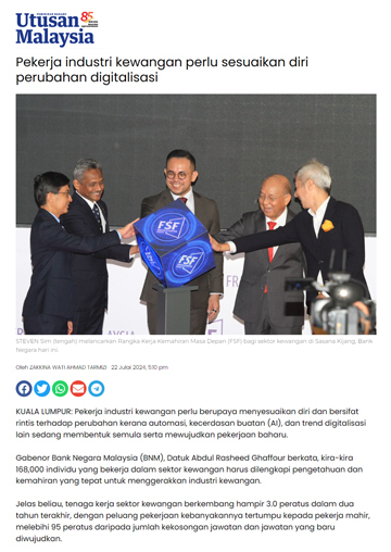 Pekerja industri kewangan perlu sesuaikan diri perubahan digitalisasi